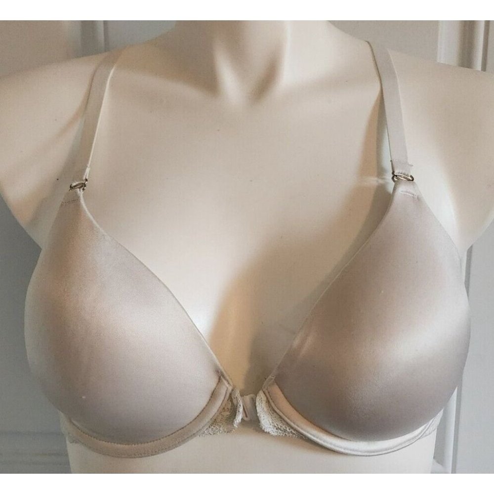 Maidenform Front Close Padded Underwire Lace Racerback Bra White 07112 Size 36C